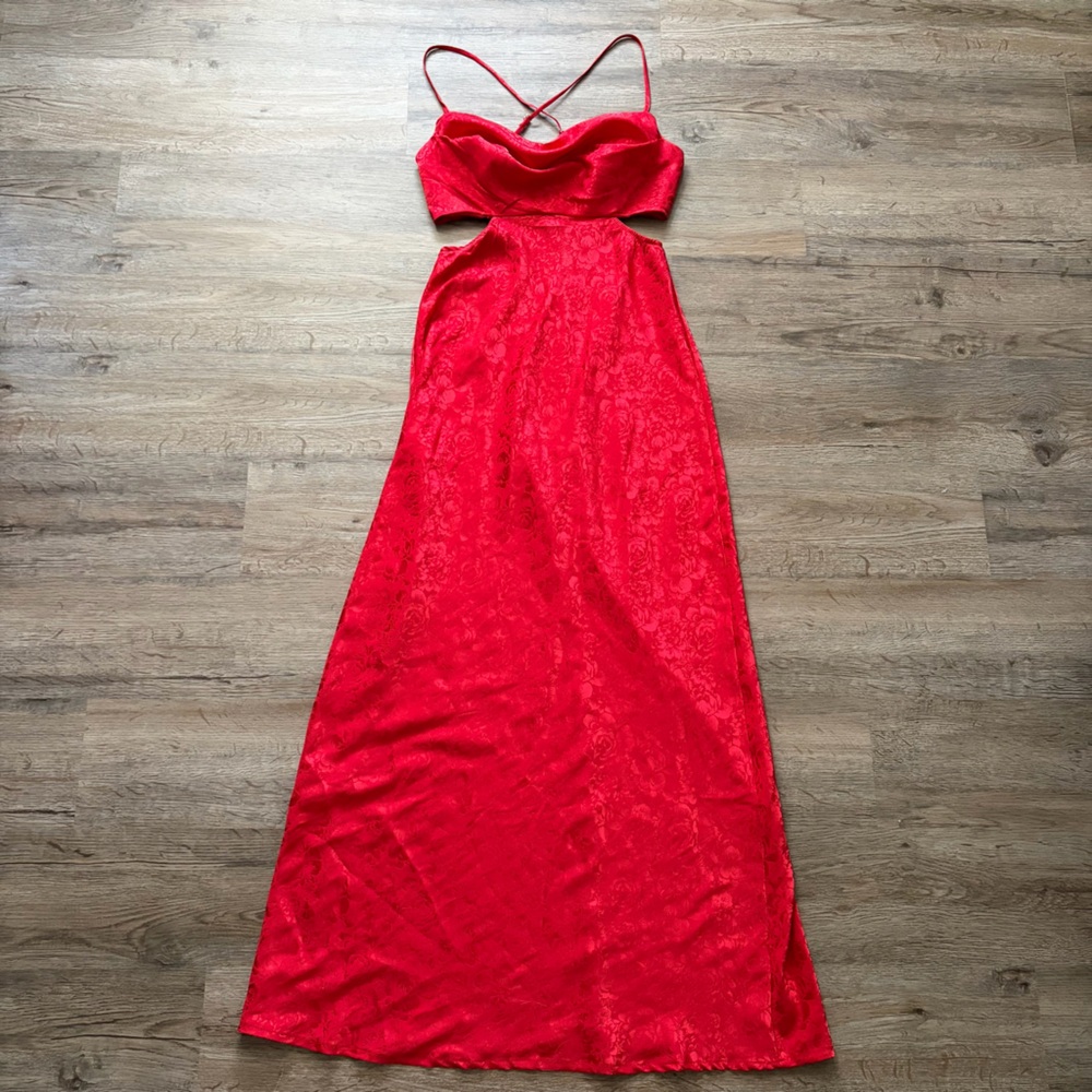 Hello Molly Red Maxi Dress Lace Print